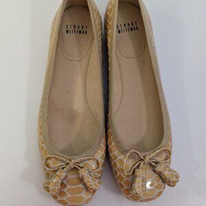 Stuart Weitzman Tulip Bow Snake‑Skin Print Ballet Flats Size 7.5M